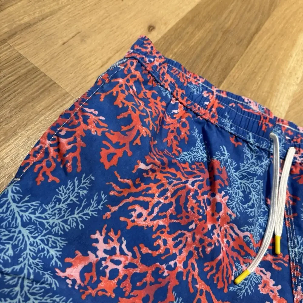 Hartford Men’s Swim Shorts Trunks Mesh Lined 6” Inseam Blue Pink Coral XXL NWT